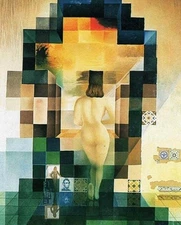 1976 Gala Contemplating the Mediterranean Sea (Lincoln) by Dali Home Decor PRINT