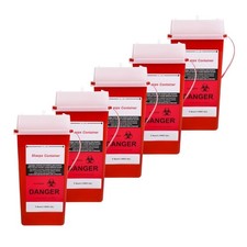 LabXcel Polypropylene Sharps Container Needle Disposal Box 2 Quart Waste Bin Red
