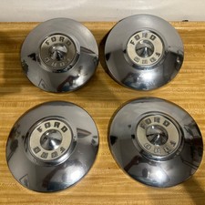 Vintage 1955 1956 Ford Thunderbird Fairlane Dog Dish Hubcap Oem Ford Nice Set 4