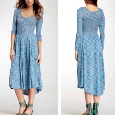 Free People Ocean Front Space Dye Knit High Low Dress