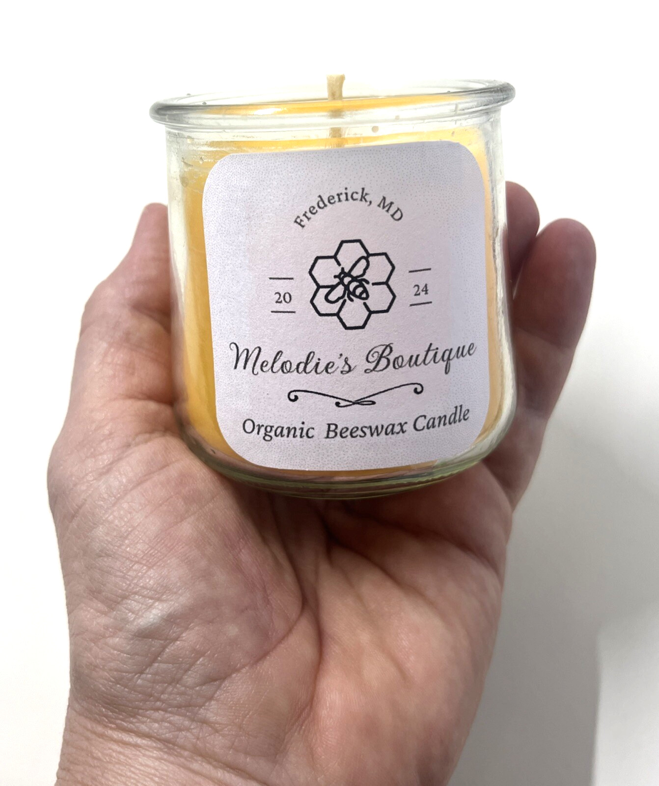 Beeswax Candle 100% Organic Handmade Unscented Upcycled Glas