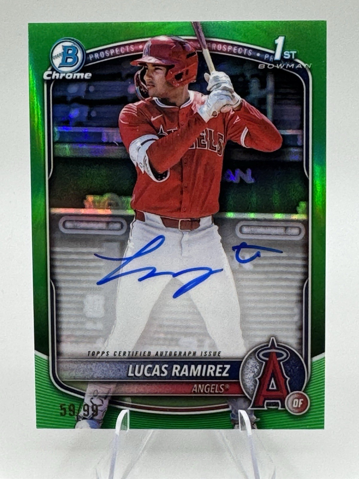 2025 Bowman Lucas Ramirez 1st Auto Chrome Green Refractor /99 Angels CPA-LR