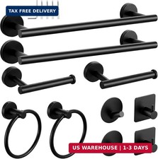 10-Pieces Matte Black Bathroom Accessories Set, 16 Inch Bath Towel Bar Set, SUS