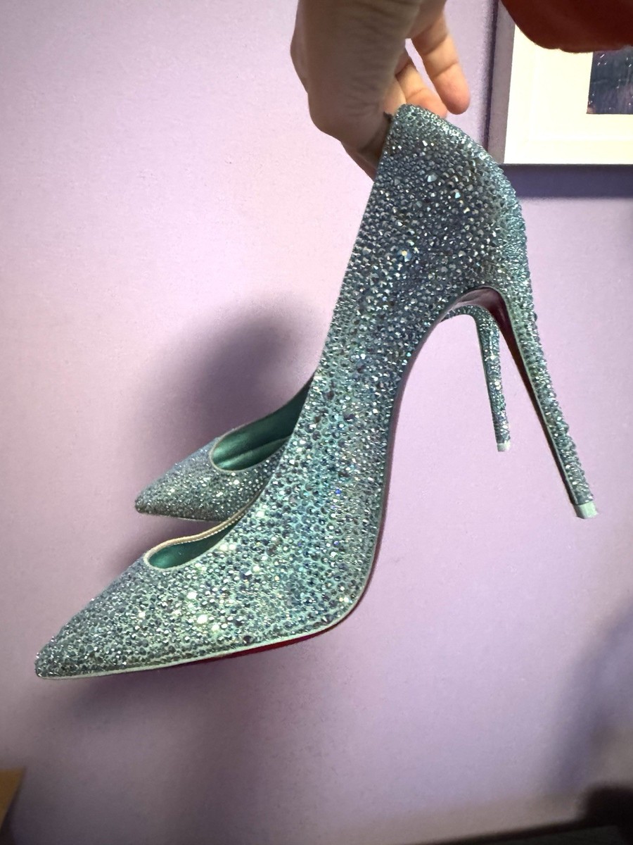 Christian Louboutin Kate 100 Strass Blue Swarovski Crystal Pumps
