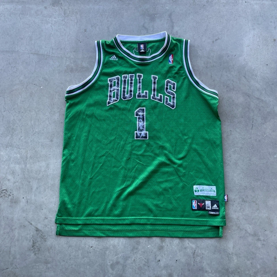 Vintage St. Patrick’s Special NBA Derrick Rose Chicago Bulls Jersey Sz 3XL - Image 4 of 4