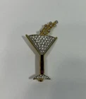 Vintage Faux Gem Martini Glass Brooch Pin Costume Jewelry