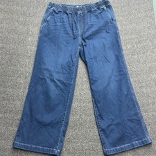Lane Bryant High Rise Pull On Wide Leg Jeans Blue 16 Stretch Denim Casual
