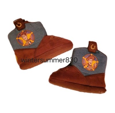 Disney Toy Story Cowboy Boots Soft Slippers Fabric Woody Toddler Boys Size 9-10