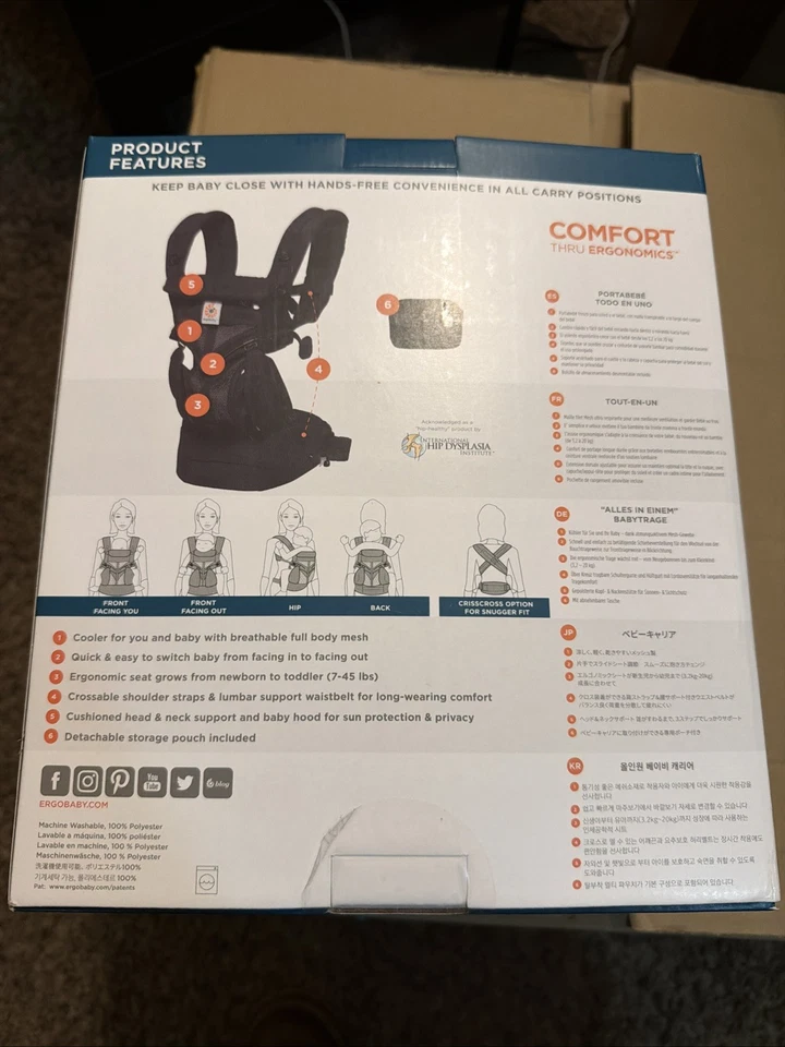 Portabebés Ergobaby Omni 360 Cool Air Mesh Ergonómico - Negro NUEVO Foto 3 de 4