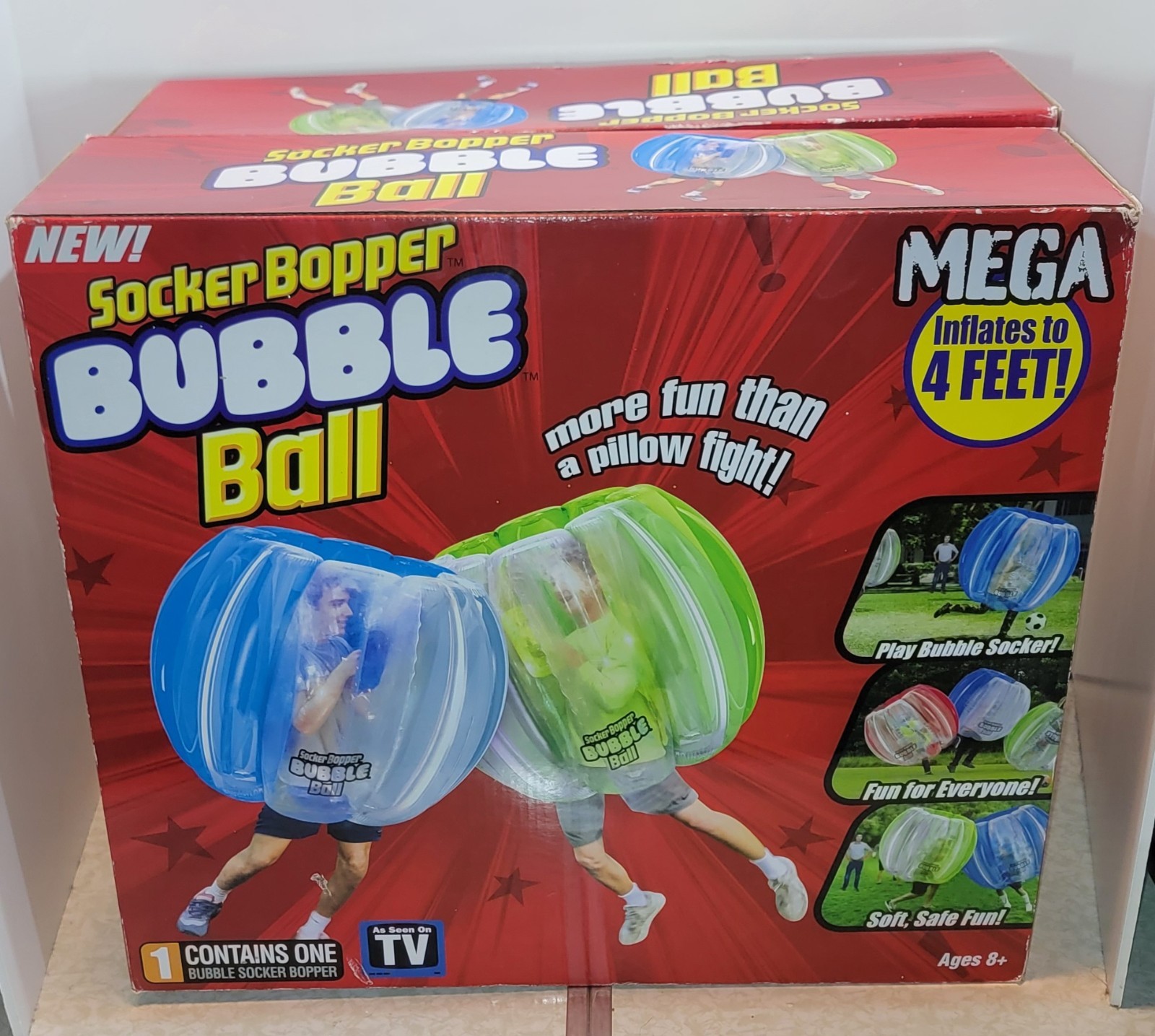 Socker Bopper Bubble Ball Paquete de 2 1 Burbuja Verde y 1 Burbuja Azul Fútbol Zorb Raro