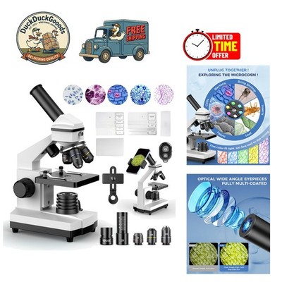 Professional Compound Microscope - 2000X Magnification with Dual Focus Control