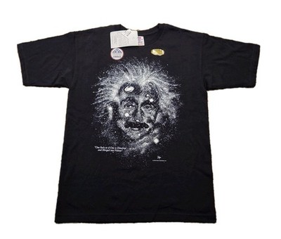 NWT Vintage 90s Albert Einstein Glow In The Dark Graphic T Shirt Black Medium