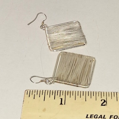 3pc Silver Tone Wire Set Bracelet, Ring and Dangle Earrings Ring Size 8 - Picture 8 of 11