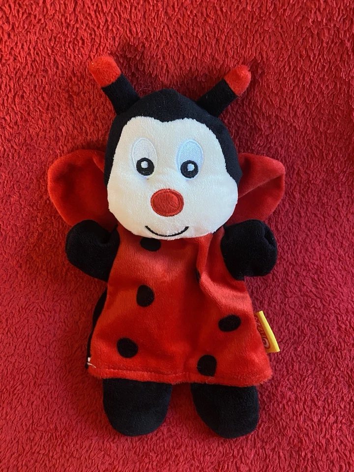 🇫🇷 Doudou Marionnette Coccinelle Ailes Rouge Pois Noir Neuf Jamais Utilisé - Photo 1/4