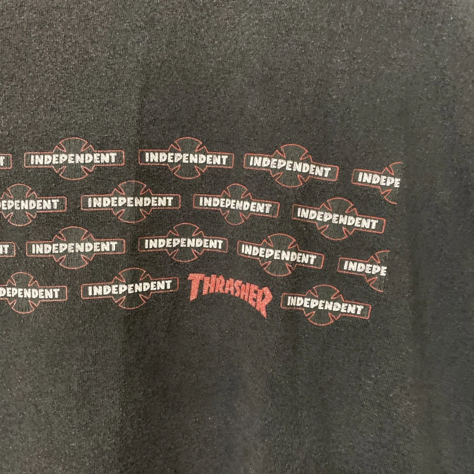 Camiseta Independent Truck Co Thrasher Skateboards De Colección Y2K Negra Talla XL Foto 3 de 4