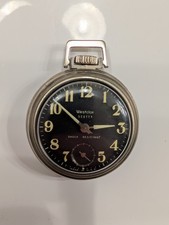 Vtg Westclox SCOTTY Black GLOW Dark LUMINOUS dial mechanical POCKET WATCH Works