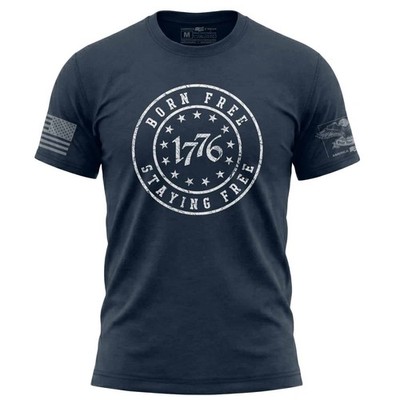 1776 Born Free Staying Free T-Shirt - Distressed Patriotic Tee