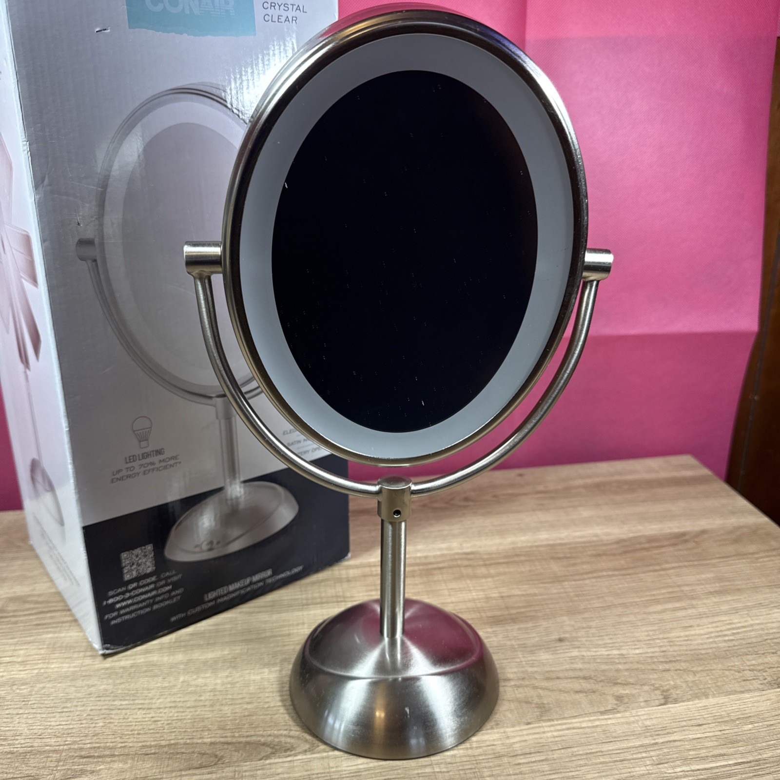 Conair Lighted Makeup Mirror LED 1X/7X Magnifying Double Side Open Box TESTED J1