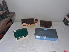 Vintage Plasticville O Scale Cape Cod Ranch Colonial House Log Cabin Lot