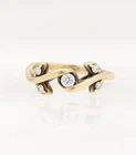 10K Solid Yellow Gold 2.5g Shiny Diamond Twisted Vine Design Ring Size-4.75
