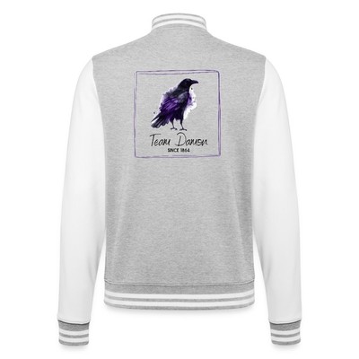 ''Team Damon'' inspiriert von Vampire Diaries, Collegejacke, grau/weiß