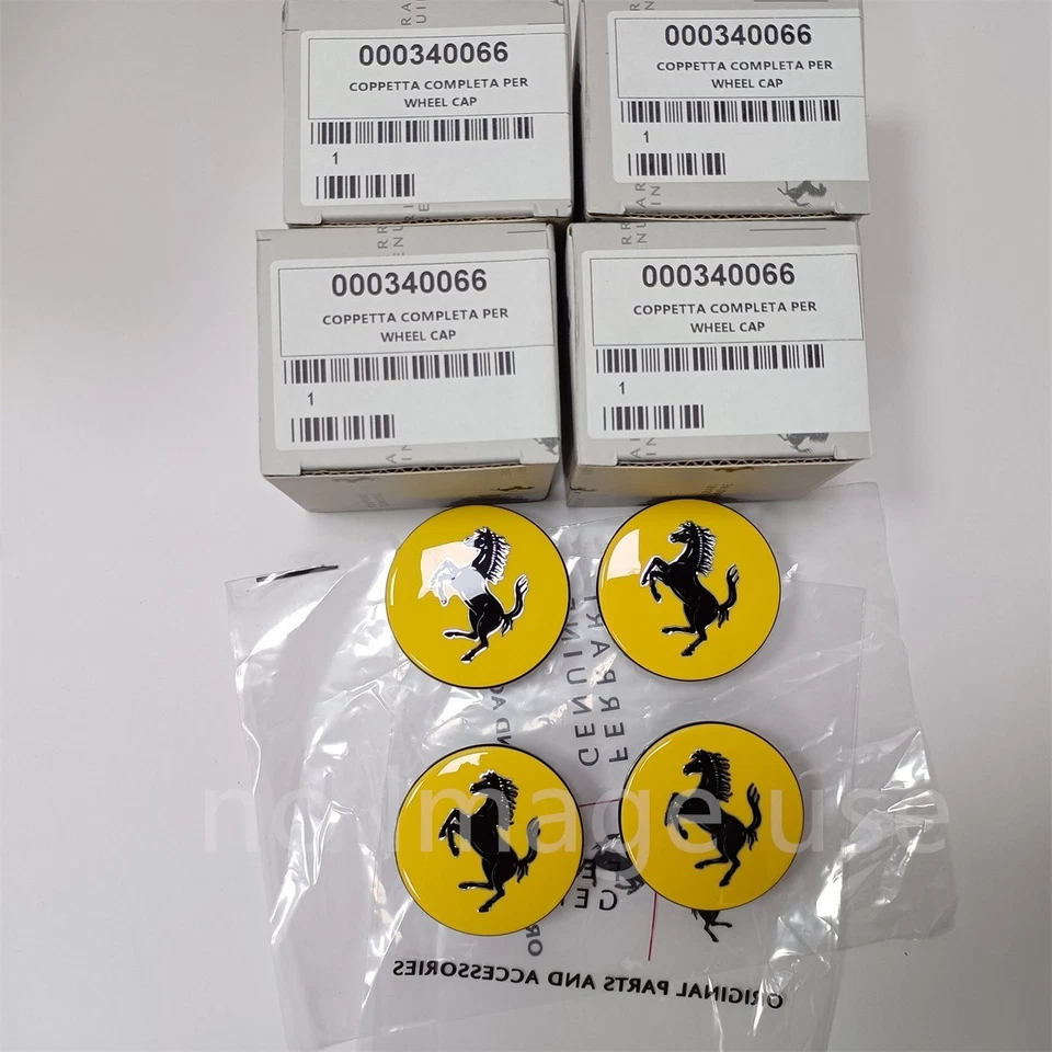 Juego de tapacubos centrales de rueda amarillo Ferrari 488 458 430 F12 GTC4 Roma 340066 Foto 2 de 3