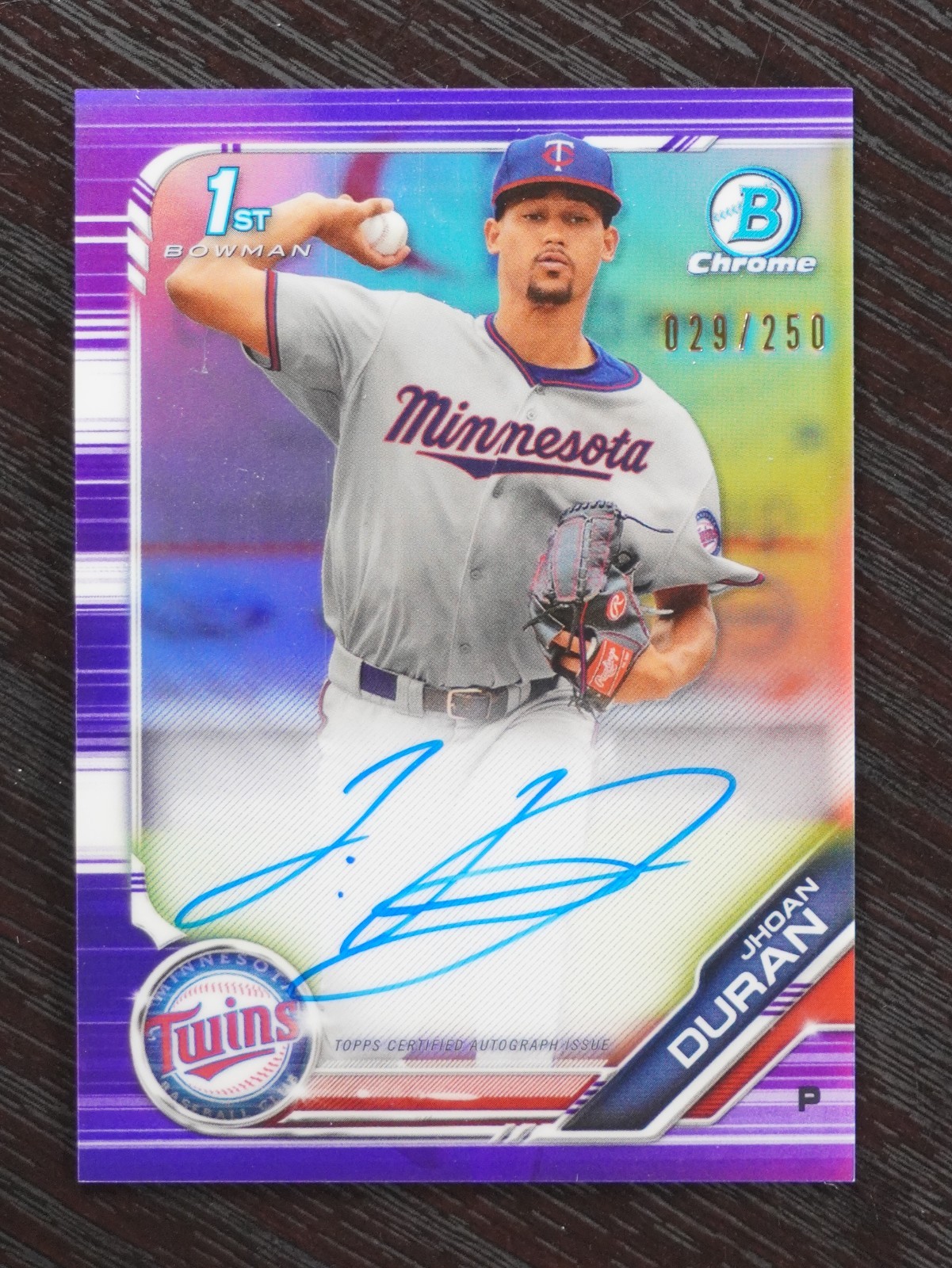 2019 Bowman Chrome Prospects Purple Refractor /250 Jhoan Duran Auto