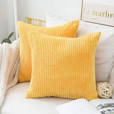 Yellow Throw Pillow Covers 18x18 Set of 2 Super Soft Couch Pillow Covers