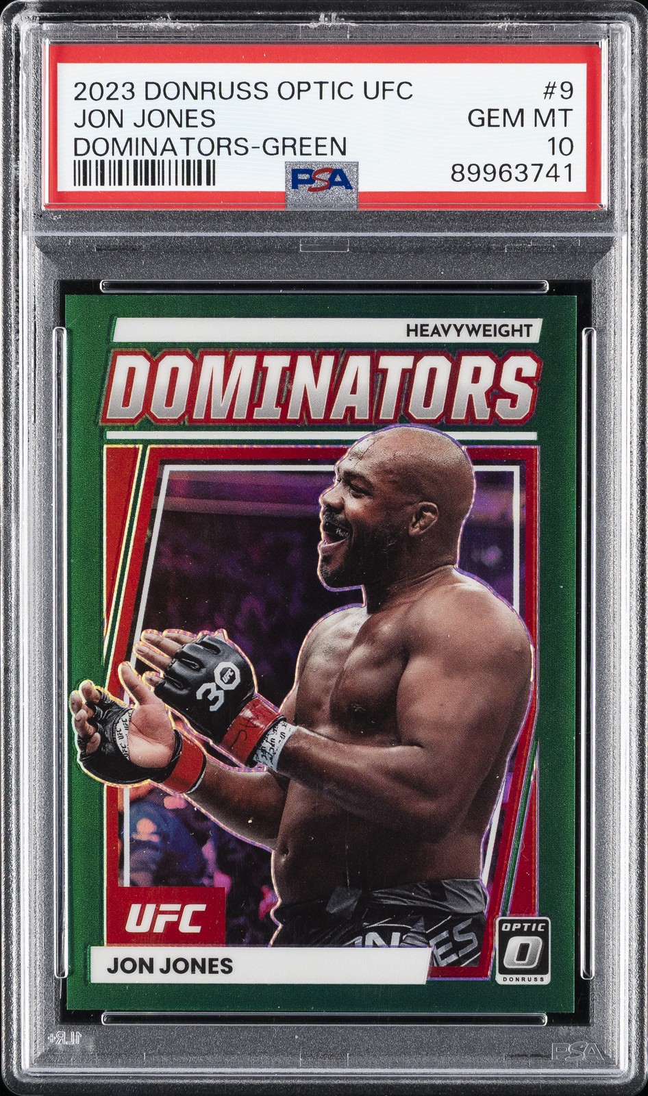 2023 PANINI DONRUSS OPTIC UFC DOMINATORS GREEN #9 JON JONES 1/5 PSA 10