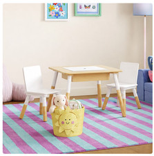 Mainstays Kids 3PC Activity Table Chair Set Dry Erase Chalkboard White