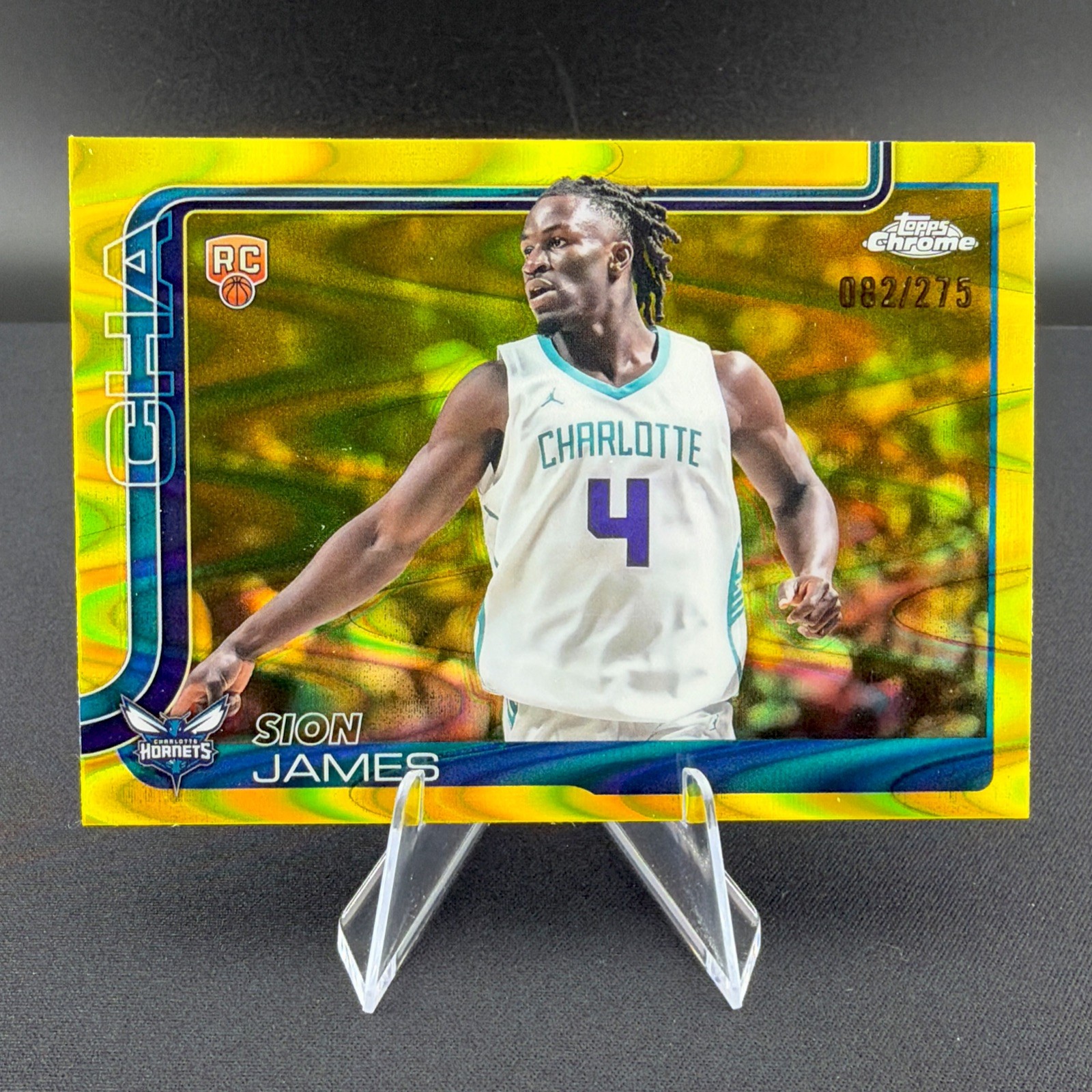 2025-26 Topps Chrome Basketball Sion James Yellow RayWave Refractor 159/275 #283