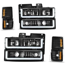 Headlights Bumper Corner Lamps LED DRL For 1994-99 Chevy C/K Silverado Suburban