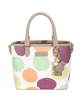 David Jones Tote Bag Colorblock Dot Small Casual Zipper Charm Handbags