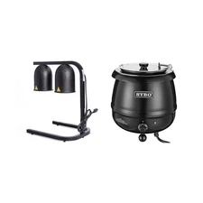 SYBO 500W 2-Bulb Food Heat Lamp & 10.5Qt Soup Kettle w/Lid & Insert Pot, Black