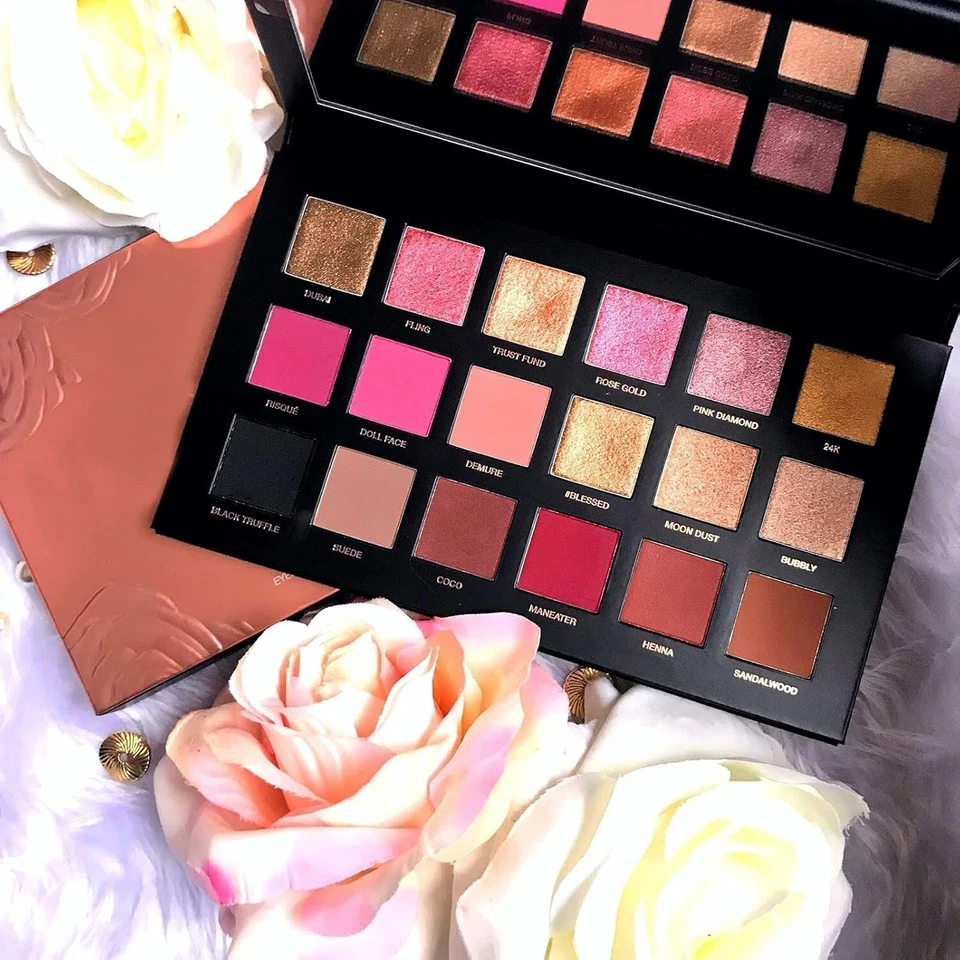 HUDA GIRL Rose Gold Eyeshadow Palette 18 Shades Shimmer Matte Waterproof Makeup - Image 3 of 4