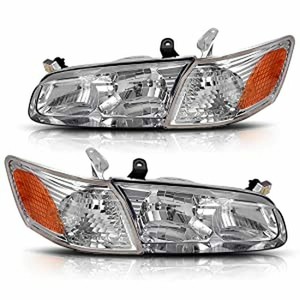 AS Headlights Fit For 2000-2001 TOYOTA CAMRY CHROME HOUSING AMBER REFLECTOR Pair | eBay