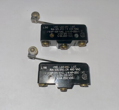 (2) Microswitch BZ-2RL2-A2 SPDT Roller Lever 15-amp 125-250-480vac Screw Term