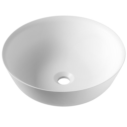 KRAUS Natura Round Vessel Composite Bathroom Sink in White-Certified Refurbished