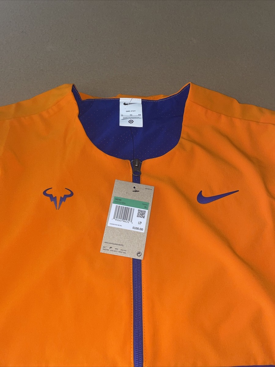 Nike Rafa Nadal Dri Fit Jacket Full Zip Men's Size XL Orange Blue