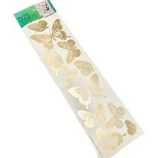 11 GOLD BUTTERFLY TRANSLUCENT Wall Art Decals Appliques Stickers Peel Stick USA