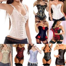 Women Cosplay Lingerie Lace up Boned Corset Top Bustier Waist Cincher Plus Size