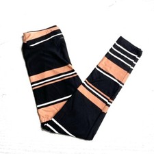 TC LuLaRoe Leggings  BLACK, WHITE  PEACH STRIPES  SIZES 12-18; Tall  Curvy