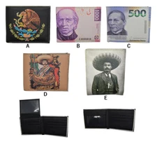 Mens Bifold Exotic Wallet "Mexico eagle Pesos" Synthetic Leather Card Holder