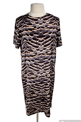 GERARD DAREL Womens Shirt Dress Size 38 Satin Abstract Print Crew Neck  277P