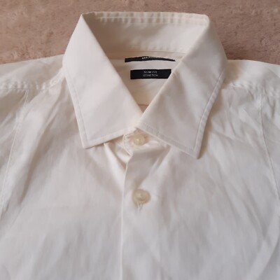 HUGO BOSS Herren Hemd Gr. 41 weiß Langarm Herrenhemd Slim Fit Strech