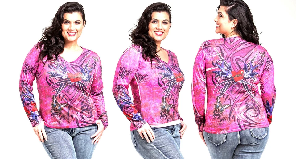 Top Takoni Damas Adornado Tejido Manga Larga Cuello en V Rosa Talla XL Foto 2 de 4