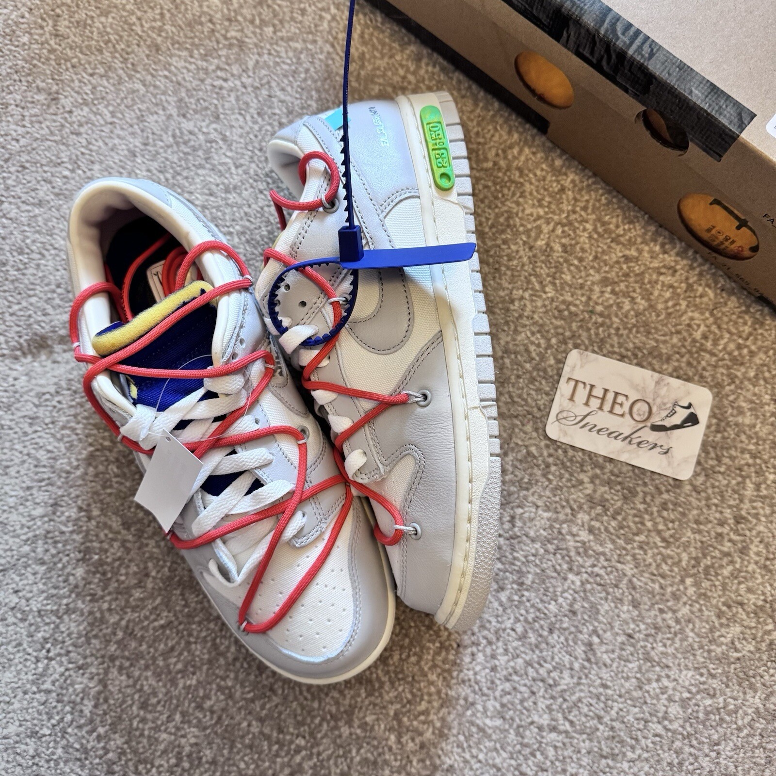 OFF WHITE X NIKE Nike Dunk Low x Off White lotto 23 di 50 DM1602 126 taglia UK7.5 US8.5 NUOVISSIME
