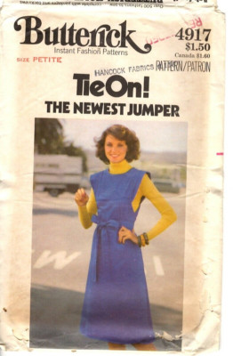 Vintage 1970s Butterick Sewing Pattern Women's TIE ON JUMPER 4917 ...