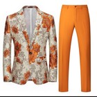 Mens Floral One Button Casual Party Formal Dress Coat Jacket Pants 2pcs Suits sz