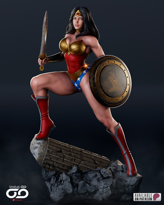 Wonder Woman, Diane Prince, DC Comics, sexy Pin Up, Figur, 3D Druck, UNBEMALT